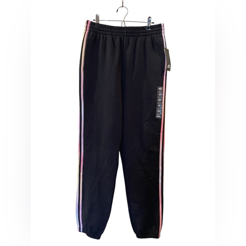 Adidas Sweatpants Girls Black Tie Dye Stripe Fleece Joggers Size: XL 18-20
